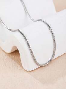 1 buc Brățară simplă din oțel inoxidabil cu lanț din os de șarpe pentru femei, cu șnur reglabil și mărgele contractabile, design în stil Ins