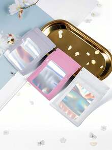 100 个透明窗口珠宝袋，渐变色珠宝密封袋，可重复使用，防尘防氧化，适用于戒指、耳环、项链、吊坠等珠宝、珠宝配饰整理、家居必需品、节日礼物。 - 彩色 - 查看 9