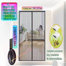 قطعة واحدة من شبكة موسكيتو ماغنيتيك سوداء، مع شريط إغلاق مغناطيسي، إغلاق ذاتي، ممر غير مرئي، سهل التركيب والإزالة، يأتي مع صنبور لاصق وأساور تركيب ذهبية، لا يتطلب الحفر، متوفر بخطوط متعددة (80 سم - 140 سم) و 210 سم، مناسب للأبواب الخارجية، باب الشرفة، الأغطية