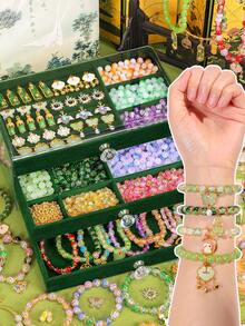 三层串珠手链 DIY 珠宝制作套件，彩色珠子适用于手链、项链、耳环 DIY 工艺品，包含珠宝盒 - 彩色 - 查看 6