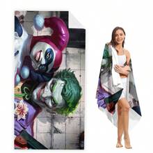 WB 1/15PCS Harley Joker Villain Quinns Bath Towel Beach Towel Female Silk Printed Long Skirt Wrapped Bikini Covered Sunscreen Blanket