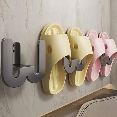 Madebyblanc 1 Giá để giày gắn tường có dải keo dính, Giá để dép đi trong phòng tắm, Móc treo cửa nhà vệ sinh gắn tường không cần khoan, Giá để giày, Phụ kiện phòng tắm, Móc treo chống thấm nước, Móc treo dép đi trong phòng tắm nhiều màu