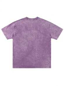 VHUTHK (220 Pure Cotton T-Shirt) 'GENUINE' Letter And Portrait Print, Suitable For Men's Casual, Comfortable, And Fashionable T-Shirt, Street Style Cotton - 紫羅蘭色 - 查看 2