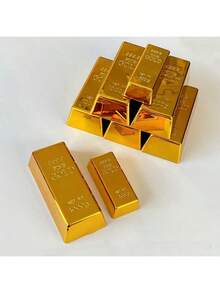 1pc Highly Realistic Plastic Gold Brick - Prank Toy, Movie Prop, Cosplay Accessory, Gag Gift, Electroplated Hollow Plastic, Home/Office Decor, New Year, Birthday, Easter, Valentine''s Day, Perfect Gift