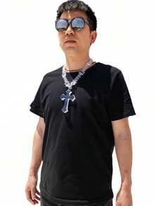 1pc Popular Punk Acrylic Thorn Chain Resin Extra Large Cross Pendant Necklace, Suitable For Women And Men, Daily Wear Or Gift