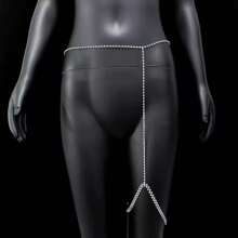 1 pieza Cadena de pierna con rhinestones sexy, accesorio de joyería íntima para el Body para mujer, para la playa o la discoteca