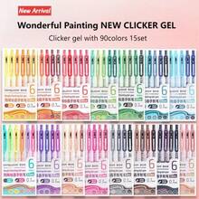 LANGUO New Launching Clicker Gel Pen 6pcs/Set,54/90colors Morandi Journal Pen Set, High-Quality Large Capacity Colorful Gel Pens, Low Saturation INS Style, Classroom Notes, Journaling, Reading Summaries, Meeting Minutes, Work Planning, Mind Maps, Specialized For Quick-Drying Ink, Precision Tip For Stable Ink Flow - Multicolor - View 14