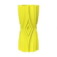 ORIZZONTE Vaso Decorativo Moderno Scultoreo – Vaso Design Geometrico per Fiori Secchi, Oggetto d'Arredo da Scaffale o Tavolo, Stile Minimal per Casa, Studio o Ufficio, 8.2 * 8.3 * 18 cm, 100% Made in Italy - Giallo - Visualizzare 5