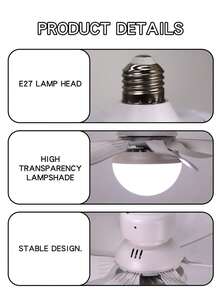 2pcs E27 Silent Ceiling Fan With Dimmable LED Light And Remote Control - Suitable For Bedroom, Kitchen, Living Room And Balcony