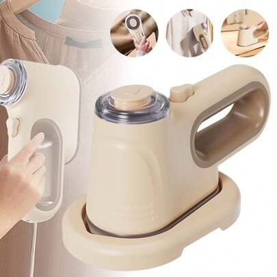 1pc Champagne Color 20*7*11cm Portable Mini Steam Iron, Handheld Clothes Ironer For Daily, Travel Or Business Trip