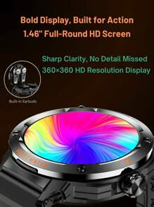 EFFEOKKI EFFEOKKI Sport Smartwatch With Earphones - 1.46" Round Screen, Zinc Alloy Bezel, NFC, Wireless Calling, Multiple Sport & Fitness Modes, Great Gift For IPhone & Android Phone Users