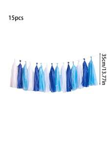 15pcs Shiny Tassel Flower Wreath Garland Paper Tassel Banner, Desktop Decor, Suitable For Wedding, Birthday, Bridal Party Decoration, DIY Kit
