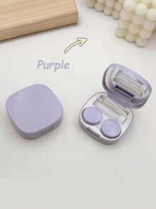 1PC马卡龙隐形眼镜收纳盒简约便携镜伴盒方形隐形眼镜盒DIY纯色隐形眼镜盒适合日常户外使用
