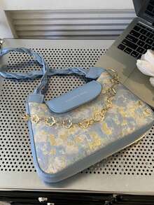 Túi đeo vai màu tương phản thời trang dành cho nữ - Màu xanh lam - Xem 11