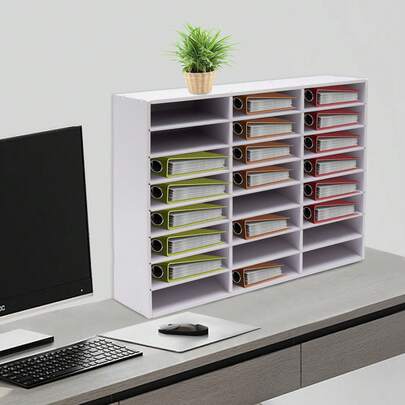 24 Compartments Literature Organizer, Filing Trays Office Mailbox Literature File Holder, PVC Board File Organizer Desktop Mailbox Office Storage