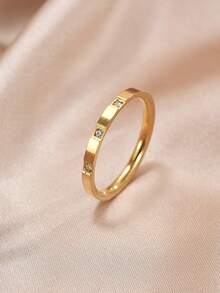 1pc Stainless Steel Rhinestone Embellished Minimalist Design High-End Fashion Ring For Women - Ring - View 7