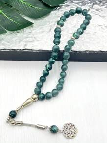 33pcs/Set 10mm Green Glass Big Floral Bead Daily Arabic Handmade Tasbih Bracelet