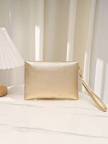 Women's New Fashion Gold Embossed PU Minimalist Clutch Bag, Envelope Wallet, Suitable For Ladies, Girls, Evening, Party, Shopping, Daily Commute, Travel And Other Occasions, Fashionable Clutch Bags For Woman, Party Bags,Perfect For Party Wedding Prom Dinner/Banquet Matching With Holiday Party Dress Evening Dress & Sequin Dress , Gold Bag - Gold - View 4