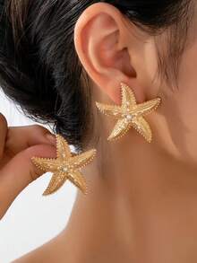 1pair Stylish Cross-Border Hot-Selling Ocean-Themed Starfish Earrings For Women, Summer - Summer Starfish Earrings - View 21