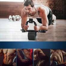 Abdominal Wheel Elbow Support Automatic Recoil Abdominal Muscle Wheel With Timer + Knee Protection Mat - Black - View 2