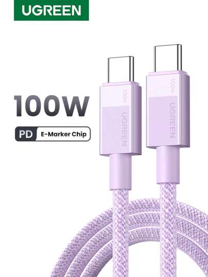 UGREEN Cable de carga rápida UGREEN Uno 100W Type C con E-Marker compatible con iPhone 16, 15 Series, S24, S23 Ultra, iPad Pro, Switch, compatible con iPhone 16, 16 Pro Max, 15, 15 Plus, 15 Pro, 15 Pro Max, compatible con Redmi, compatible con cargador OnePlus