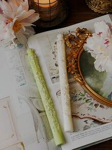 European Style Long Taper Candles With Embossed Pattern, Suitable As Wedding Decor, Valentine's Day Gift, Atmosphere Scented Candle Photography Prop, Smokeless Candle, Ideal For Romantic Dinner, Wedding, Holiday, Birthday And Home Decor. - Multicolor - View 7