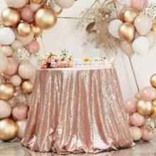 Sequin Tablecloth 48x95 Inches Rectangle/48 Inches Round, Glitter Table Cover Sparkly Classy Elegant Tablecloth For Christmas, Halloween, Weddings, Birthday Parties, Valentine's Day, Candy Buffets, Exhibitions, Graduation Ceremonies, Table Decorations