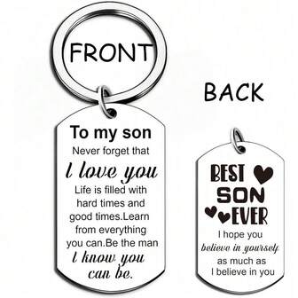 1pc To My Son Inspirational Keychain - Motivational I Love You Eagle Heart Pendant Keychains From Mom Dad Parents For Adult Teen Boys Back To School Birthday Graduation Christmas Anniversary Bag Charms Car Accessories Teacher Friend Sister Gift Ideas