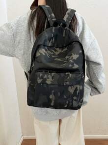 1 Stück einfarbiger modischer Rucksack, großer Kapazität Lässig Pendler Rucksack für Herren Jagdtasche - Verschiedenfarbig - Übersicht 10