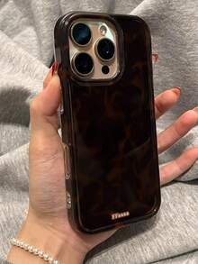 Vintage Black Brown Tortoiseshell Foil Texture Phone Case Compatible With IPhone 16 Pro Max, Apple 15, Soft Cover For 14 New, 12 Pro, 13 Pro Max, Anti-Fall Protective Cover For Women. The Color May Vary Slightly Under Different Display Angles. Waterproof Shockproof Scratch Resistant - Dark Brown - View 3