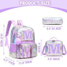 Backpack For Girls Purple Love Printed Letter Backpack For Primary School Return To School(The Size And Font Of The Letters Are Random)