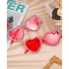 Heart-Shaped Frameless Crystal Decorated Eyeglasses, Fashion Brand Sparkling Crystal, Women's Fashionable Oversized Heart-Shaped Candy Color Beach Eyeglasses, Suitable For Masquerade Ball, Party, Holiday - Multicolor - View 7