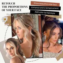 2PCS Synthetic Long Natural False Fringe Bangs Clip In On Front Side Fringe Hair Extension Middle Part Fake Fringe For Women