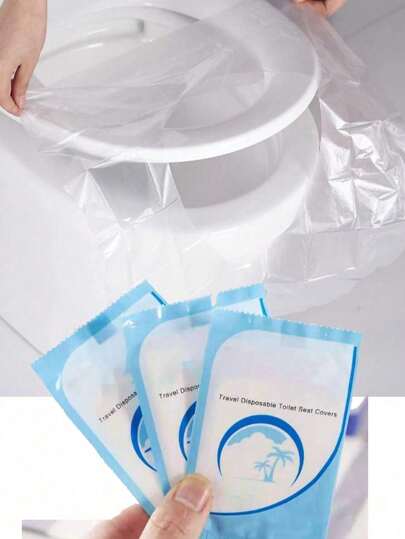 50pcs Toilet Seat Disposable,Plastic Cover Waterproof And Non Slip Individually Wrapped,Toilet Seat Cover Portable Potty Seat Cover Toiletry Bag Travel Wash Bag Toiletry Travel Bag Makeup Storage Beach Beach Bag Vacation Holiday Essentials School Supplies Travel Essentials Ladies For College Dorm Bathroom