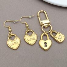 2pcs Stainless Steel Lock Heart Charms Metal Key Charms Padlock Charm Pendants Jewelry Findings Making Accessory For DIY Necklace Bracelet Earrings - Gold - View 7
