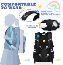 Girls Backpack For School, Cute Teenage Multiple Pockets Backpack, Fashion Bookbag For Primary Elementary High School, Pink - 黑色 - 查看 3