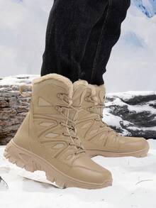Botas de Trabalho de Inverno Masculinas, Botas de Neve de Deserto Respiráveis e Duráveis para Caminhada ao Ar Livre, Botas de Neve de Cano Alto Unissex Tamanho 36-46 com Isolamento Extra