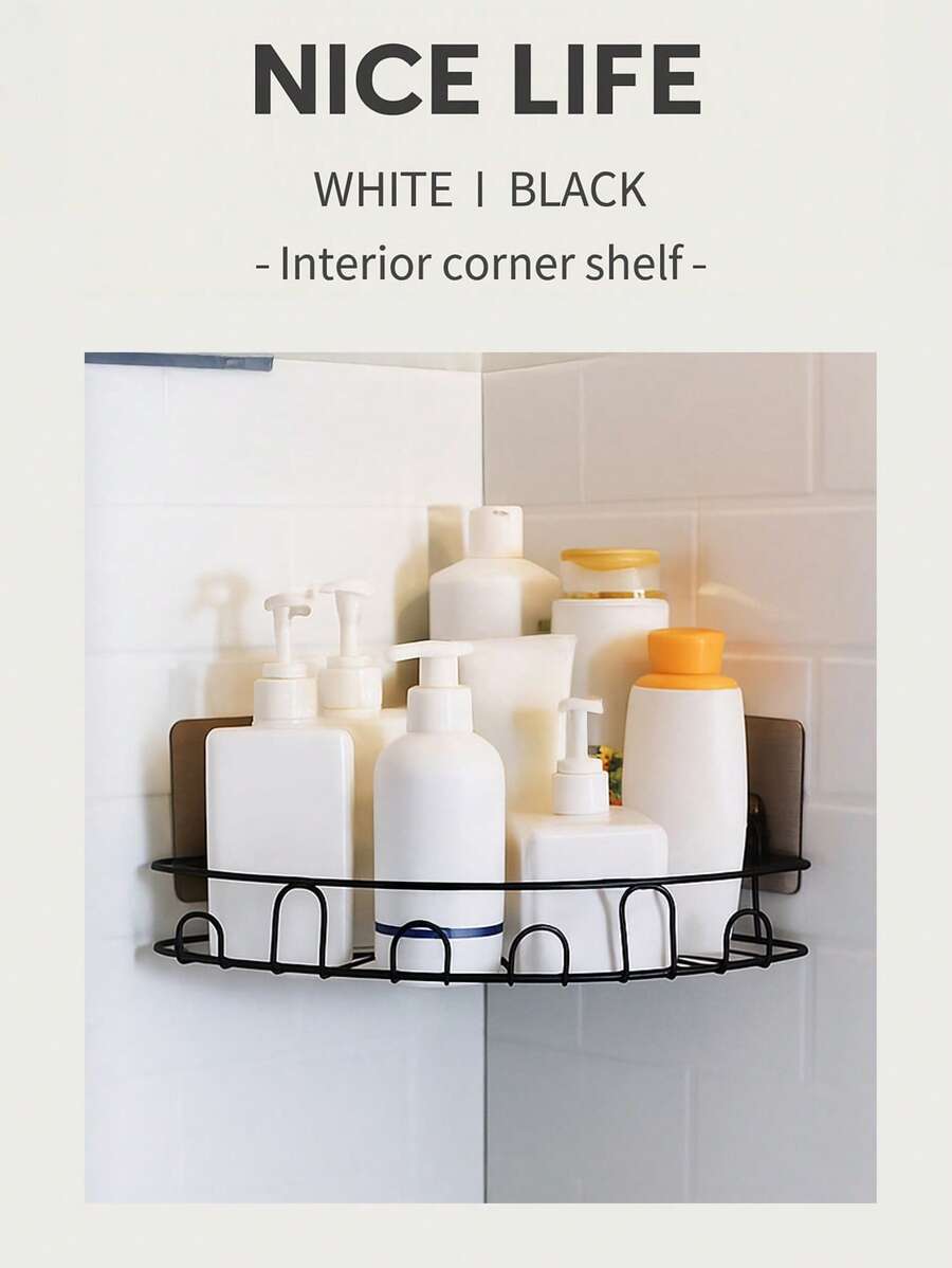 Półka łazienkowa bez dziurkacza, wielofunkcyjna półka łazienkowa w kształcie trójkąta, wielowarstwowa półka ścienna do przechowywania przedmiotów toaletowych, dostępna w dwóch stylach i dwóch kolorach