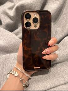 Vintage Black Brown Tortoiseshell Foil Texture Phone Case Compatible With IPhone 16 Pro Max, Apple 15, Soft Cover For 14 New, 12 Pro, 13 Pro Max, Anti-Fall Protective Cover For Women. The Color May Vary Slightly Under Different Display Angles. Waterproof Shockproof Scratch Resistant - Dark Brown - View 5