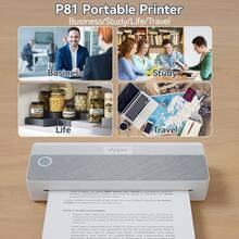 Peripage P81 Portable Thermal Printer - Compact, Fast Printing For Documents, Drawings, Notes (Multiple Sizes) - Grey - View 9