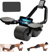 Abdominal Wheel Elbow Support Automatic Recoil Abdominal Muscle Wheel With Timer + Knee Protection Mat - Black - View 1