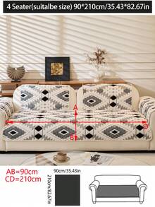 1 件厚毛绒沙发垫套，现代简约防滑保暖沙发座垫，防尘可洗沙发套，黑色简约柔软不褪色不脱落卧室装饰宠物友好保护套，可调节适用于转角沙发、卧室、办公室、客厅组合家具、1/2/3/4 座沙发 - 黑色 - 查看 13