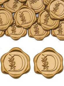 30/50 Pcs Letter Wax Seal Stickers, Gold Initial Alphabet Adhesive Wax Seal Stickers, Envelope Seal Stickers Envelope Seals Self Adhesive Gold Stickers For Thanksgiving Card/Gift Wrap/Wedding Engagement Party Invitation Wedding Party Birthday Christmas
