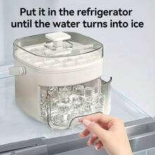 Bucket Push-Type Ice Box Refrigerator Frozen Ice Cubes Homemade Household Ice Artifact, Capacity 48 Grid Double Layer, With Easy-To-Operate Button Cover-Ideal For Household Refrigerators And Kitchens, Portable Design, Easy To Freeze And Store - trắng - Xem 4
