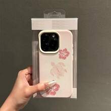 1 chiếc ốp lưng điện thoại bằng chất liệu TPU, họa tiết hoa dâm bụt hồng dễ thương và hình rùa biển, tương thích với điện thoại Apple/, phiên bản quốc tế, không phải phiên bản nội địa. - trắng - Xem 2