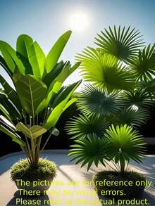 2pcs Large Artificial Plants Set - Artificial Palm And Banana Tree, Fake Plants For Garden Decor, UV Resistant Faux Plants With Green Leaves, Perfect For Homes, Offices, Hotels, Gardens, Terraces, Wedding And Festival Decorations, Suitable For Indoor/Outdoor , Home Decor, Garden Decor(Without Pot) - Many - View 1