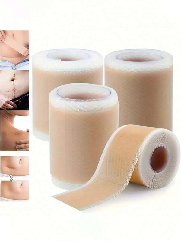 Cinta adhesiva de silicona invisible para cubrir cicatrices, cinta adhesiva de silicona reutilizable para cubrir cicatrices - para cesárea, acné, quemaduras, cirugía y estrías - solución suave, hidratante de color beige claro, parche de mejora | Aplicación flexible | Cuidado de la piel multifuncional para cirugía, quemaduras, cicatrices posparto, sin fragancia, artículo de cuidado personal imprescindible, accesorio para tatuajes