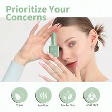 Light Green Gel Nail Polish 1Pcs Sage Green Gel Polish Mint Color High Gloss Soak Off U V Nail Manicure Salon DIYDEVO - 9020-Xanh lá cây xô thơm - Xem 6