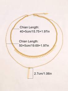 女士不锈钢圆形流苏项链，颈链饰品 - #X0357 銀色 - 查看 5