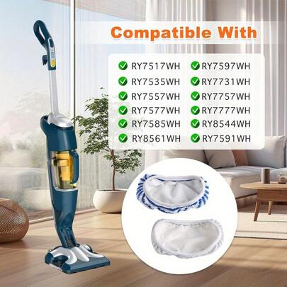 2pcs Ultra-Microfiber Mop Replacement Pads, Suitable For Rowenta Steam Mop ZR005801/RY7/RY8 Series, ZR005801, ZR005804, ZR850002, RY8561WH, RY8544WH, RY7757WH, RY7731WH, RY7597WH, RY7591WH, RY7585WH, RY7577WH, RY7557WH, RY7535WH, RY7517WH, YY2731FE Mop Cloths